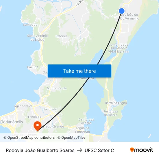 Rodovia João Gualberto Soares to UFSC Setor C map