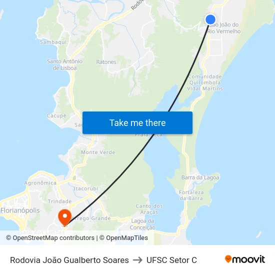 Rodovia João Gualberto Soares to UFSC Setor C map