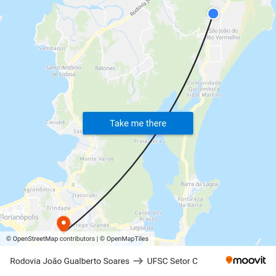 Rodovia João Gualberto Soares to UFSC Setor C map