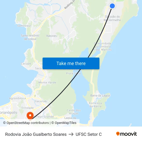 Rodovia João Gualberto Soares to UFSC Setor C map