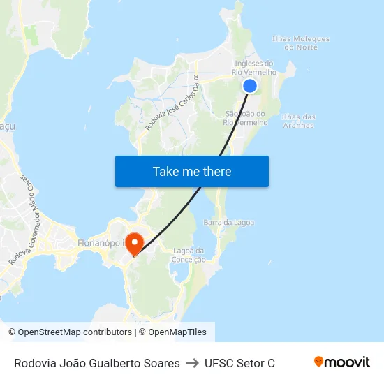 Rodovia João Gualberto Soares to UFSC Setor C map