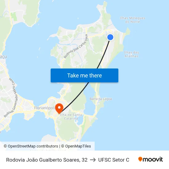 Rodovia João Gualberto Soares, 32 to UFSC Setor C map