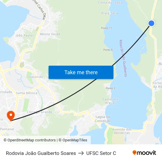 Rodovia João Gualberto Soares to UFSC Setor C map