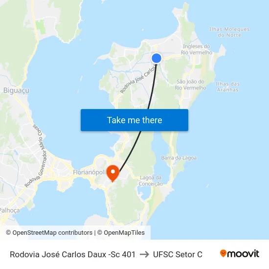 Rodovia José Carlos Daux -Sc 401 to UFSC Setor C map