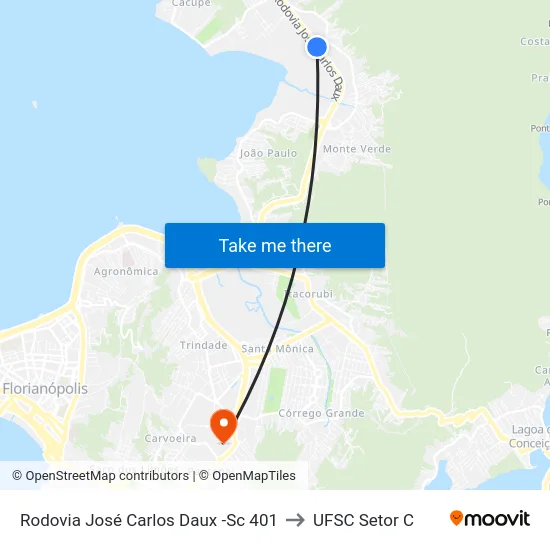 Rodovia José Carlos Daux -Sc 401 to UFSC Setor C map