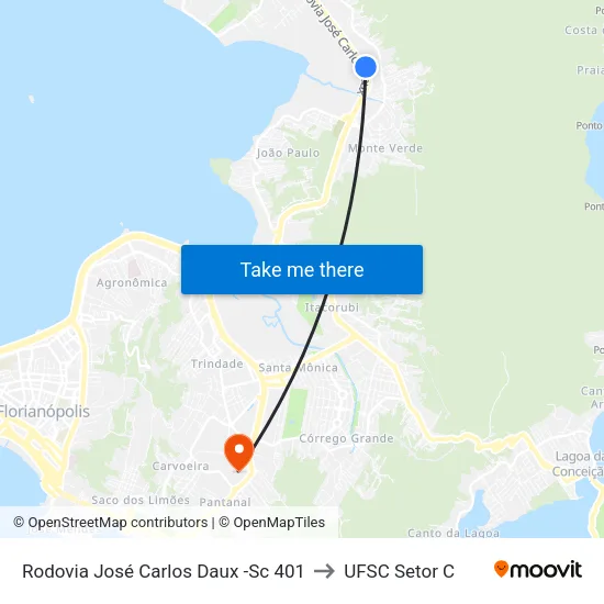 Rodovia José Carlos Daux ,16823 to UFSC Setor C map