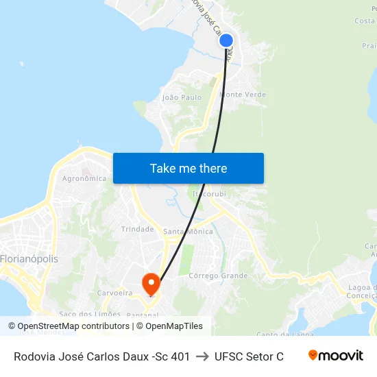 Rodovia José Carlos Daux -Sc 401 to UFSC Setor C map