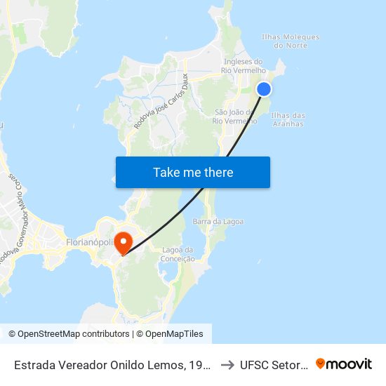 Estrada Vereador Onildo Lemos, 1999 to UFSC Setor C map