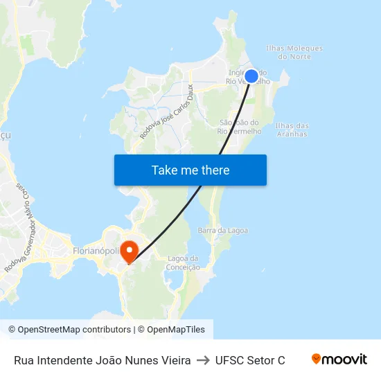 Rua Intendente João Nunes Vieira to UFSC Setor C map