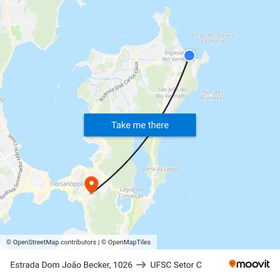 Estrada Dom João Becker, 1026 to UFSC Setor C map