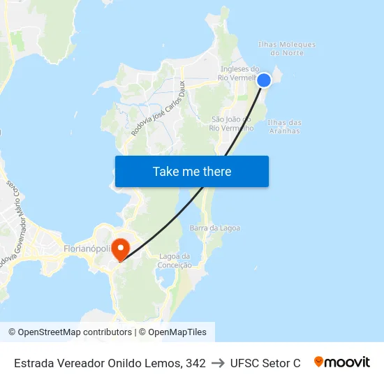 Estrada Vereador Onildo Lemos, 342 to UFSC Setor C map