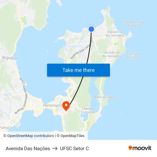 Avenida Das Nações to UFSC Setor C map