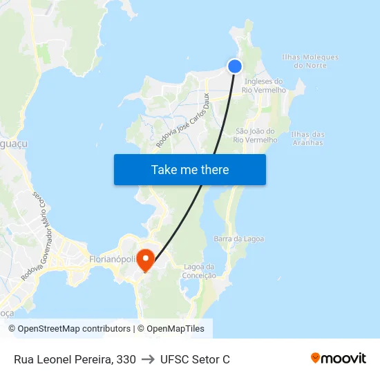 Rua Leonel Pereira, 330 to UFSC Setor C map