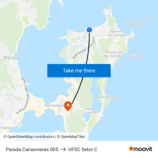 Parada Canasvieras 005 to UFSC Setor C map