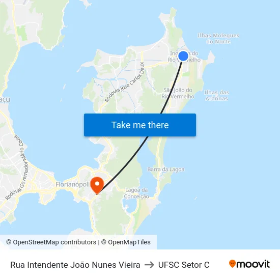 Rua Intendente João Nunes Vieira to UFSC Setor C map