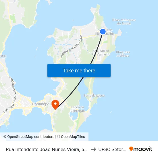 Rua Intendente João Nunes Vieira, 583 to UFSC Setor C map