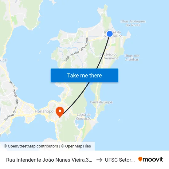 Rua Intendente João Nunes Vieira,359 to UFSC Setor C map