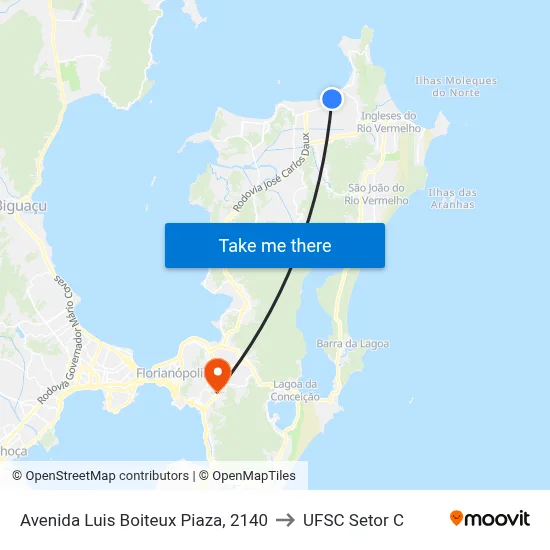 Avenida Luis Boiteux Piaza, 2140 to UFSC Setor C map