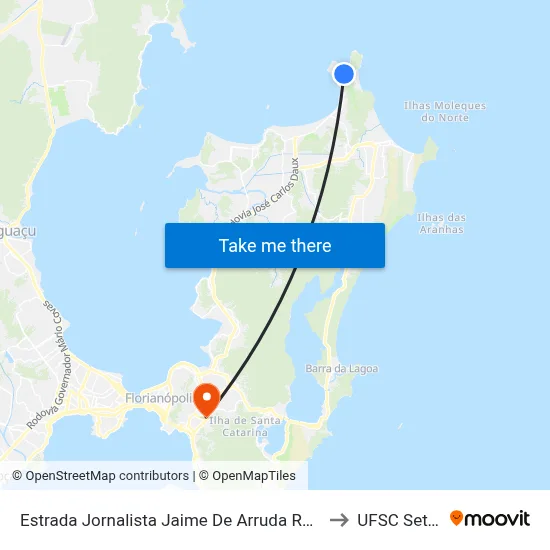Estrada Jornalista Jaime De Arruda Ramos, 288 to UFSC Setor C map
