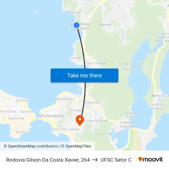 Rodovia Gilson Da Costa Xavier, 264 to UFSC Setor C map