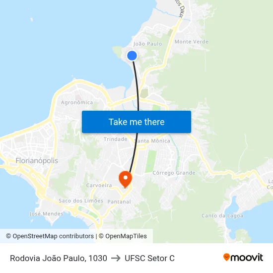 Rodovia João Paulo, 1030 to UFSC Setor C map