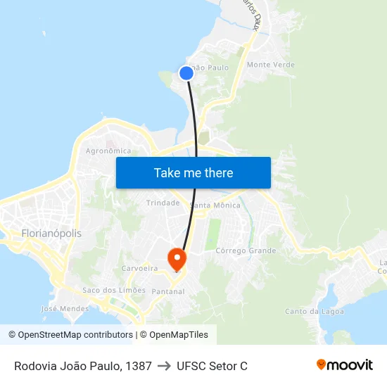 Rodovia João Paulo, 1387 to UFSC Setor C map