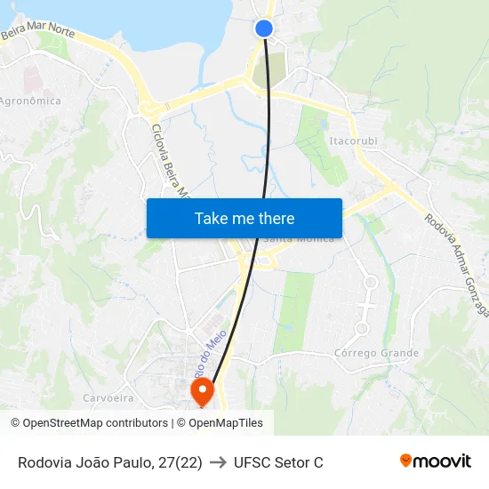 Rodovia João Paulo, 27(22) to UFSC Setor C map