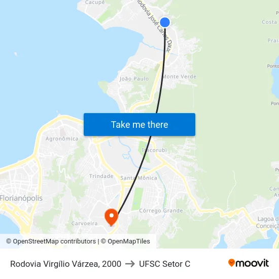 Rodovia Virgílio Várzea, 2000 to UFSC Setor C map