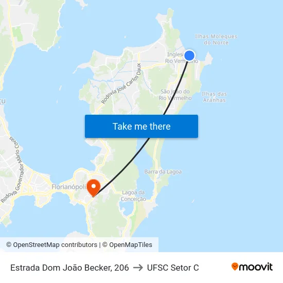 Estrada Dom João Becker, 206 to UFSC Setor C map
