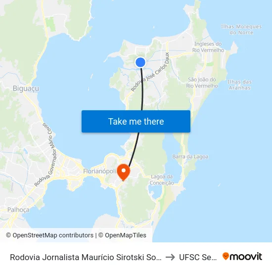 Rodovia Jornalista Maurício Sirotski Sobrinho, 2501 to UFSC Setor C map