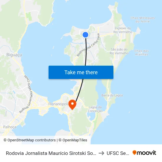 Rodovia Jornalista Maurício Sirotski Sobrinho, 5033 to UFSC Setor C map