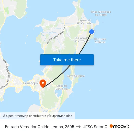 Estrada Vereador Onildo Lemos, 2505 to UFSC Setor C map