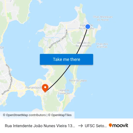 Rua Intendente João Nunes Vieira 1346346 to UFSC Setor C map