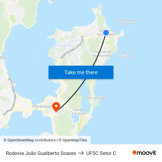 Rodovia João Gualberto Soares to UFSC Setor C map