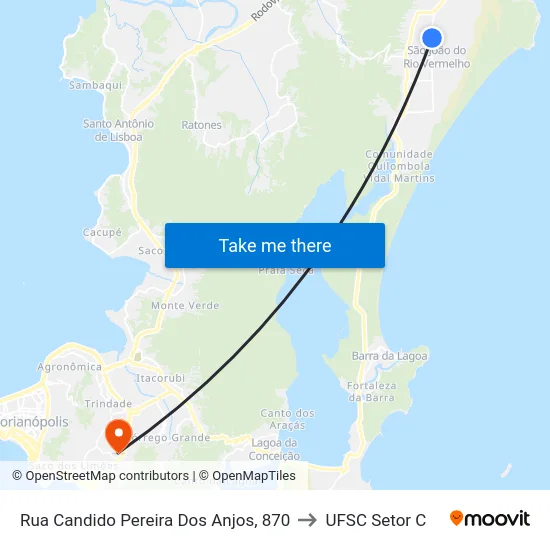 Rua Candido Pereira Dos Anjos, 870 to UFSC Setor C map