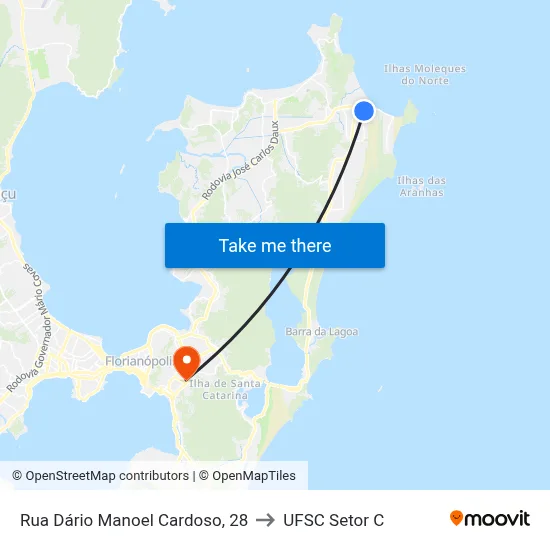 Rua Dário Manoel Cardoso, 28 to UFSC Setor C map