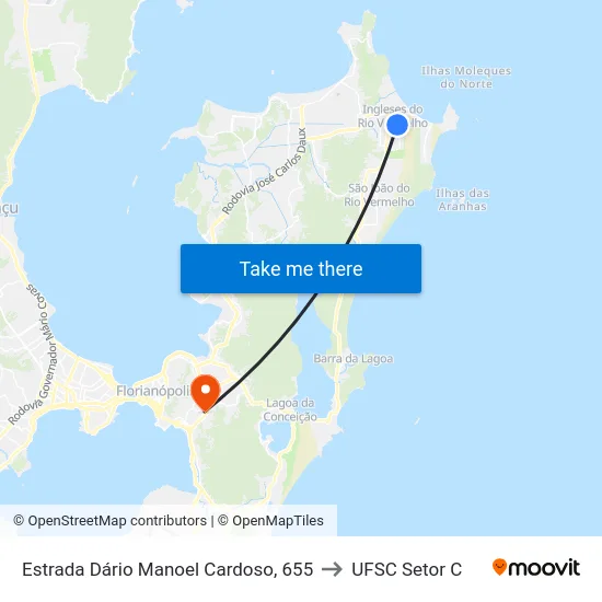 Estrada Dário Manoel Cardoso, 655 to UFSC Setor C map