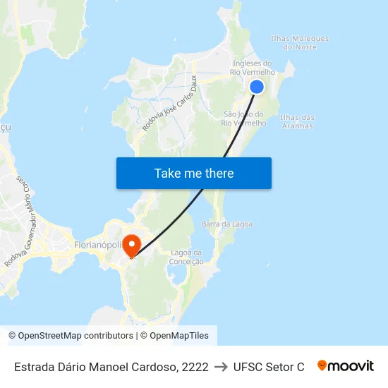 Estrada Dário Manoel Cardoso, 2222 to UFSC Setor C map