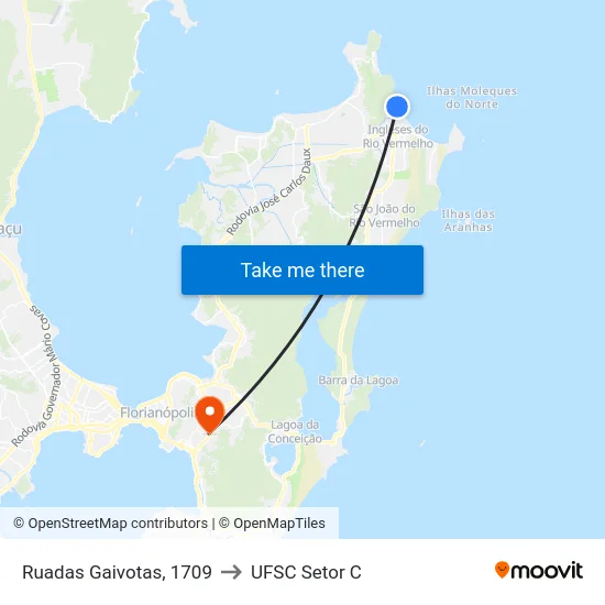 Ruadas Gaivotas, 1709 to UFSC Setor C map