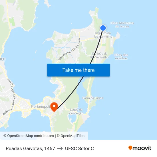 Ruadas Gaivotas, 1467 to UFSC Setor C map