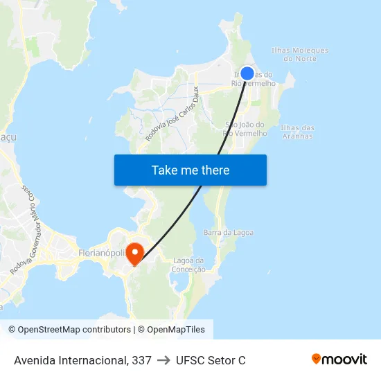 Avenida Internacional, 337 to UFSC Setor C map