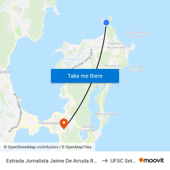 Estrada Jornalista Jaime De Arruda Ramos, 497 to UFSC Setor C map