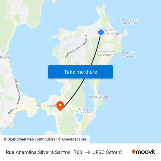 Rua Anarolina Silveira Santos , 760 to UFSC Setor C map