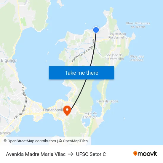 Avenida Madre Maria Vilac to UFSC Setor C map