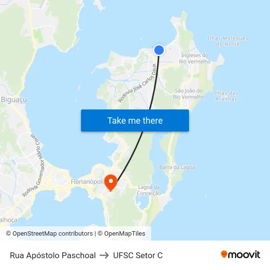 Rua Apóstolo Paschoal to UFSC Setor C map