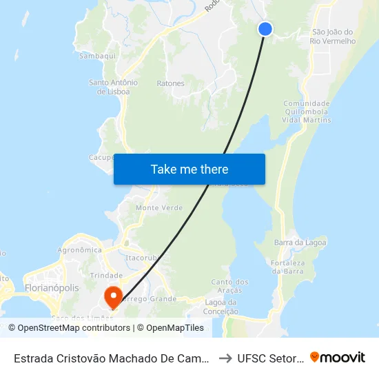 Estrada Cristovão Machado De Campos to UFSC Setor C map
