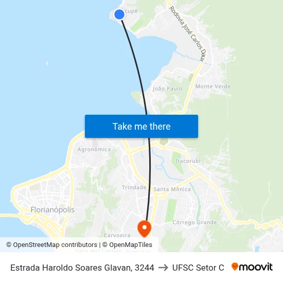 Estrada Haroldo Soares Glavan, 3244 to UFSC Setor C map