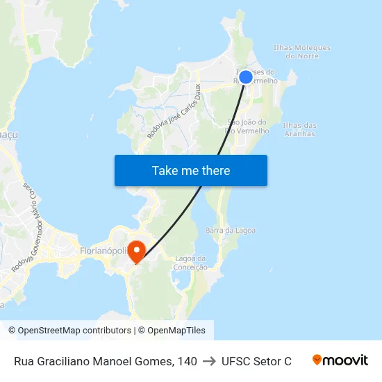 Rua Graciliano Manoel Gomes, 140 to UFSC Setor C map
