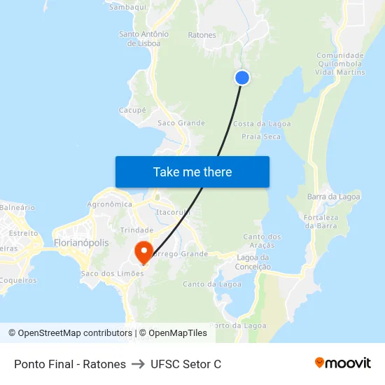 Ponto Final - Ratones to UFSC Setor C map