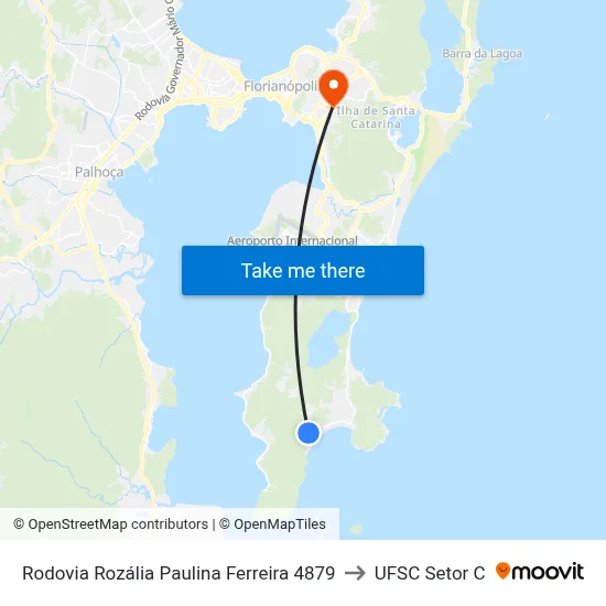 Rodovia Rozália Paulina Ferreira 4879 to UFSC Setor C map